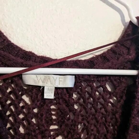 Wayf maroon knit cardigan brass buttons L - Picture 2 of 5